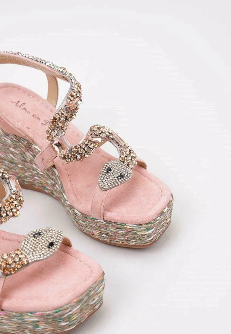 Alma En Pena Sandalen Met Sleehak - Pink 7 Alma En Pena Sandalen Met Sleehak - Pink - Afbeelding 5