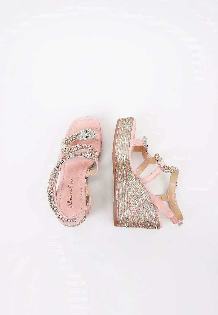 Alma En Pena Sandalen Met Sleehak - Pink 5 Alma En Pena Sandalen Met Sleehak - Pink - Afbeelding 3